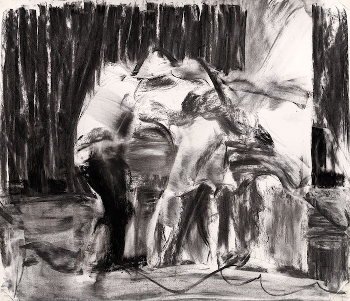 Sebastian Hosu: Females creation [p], 2019, Reißkohle auf Papier, 66 x 59 cm 

